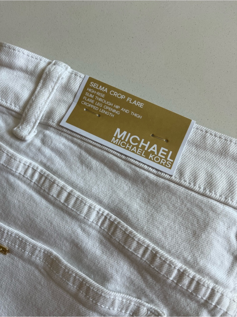 Michael Kors NWT White Selma Corp Flare Jeans with Whip Stitching, Size 6 - Picture 3 of 6